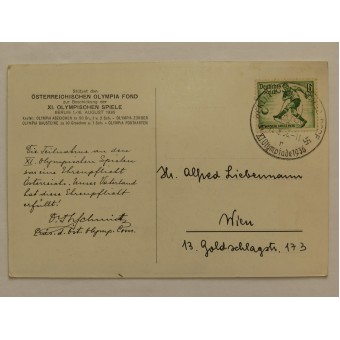 Austrian fund of Olympic games support card. 1936 XI Olympic games. Espenlaub militaria